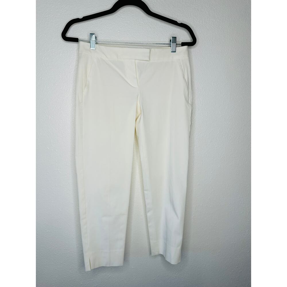 Theory Ivory Ibbey Crepe Crop Slash Pockets Skinny Trouser Pants 2